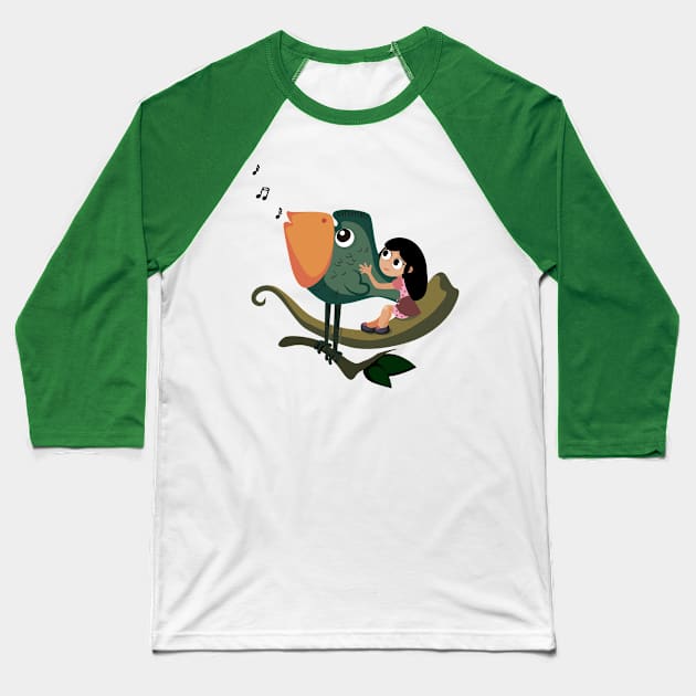 Girl and  bird Baseball T-Shirt by tetiana12.art